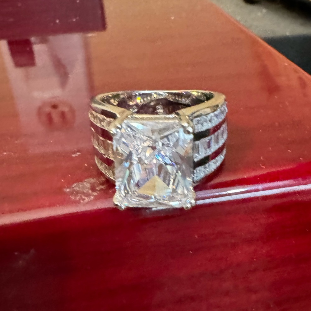 Sterling silver CZ cocktail ring, never worn.